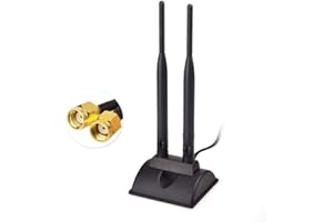 Eightwood WiFi Antenne 2.4G / 5.8G Dual Frequency Magnetic 6dBi RP-SMA Adapter 2m Verlängerungskabel für WLAN PCI WiFi Karten Wirelesse Router Bluetooth Dlink