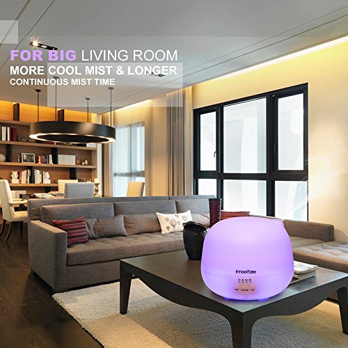 InnooCare Aroma Diffuser 500ml Diffusor Ultraschall Luftbefeuchter Kalten Nebel Technologie Abschaltautomatik Raumbefeuchter mit 7 LED Farbwechsel und Ebook für Babies Yoga Kinderzimmer Schlafzimmer Büro usw. - 5
