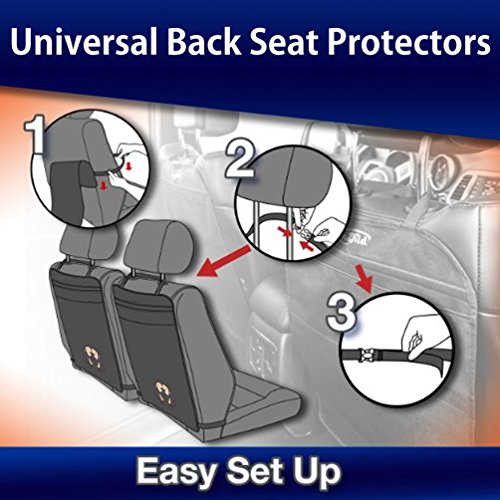 NuoYo Rücksitz Organizer,Rücksitztasche Kinder,Kickmatte Auto,Wasserdicht,Schmutzabweisend Hohe,Qualität,Passend für Die Meisten Sitze,2 Stück,Schwarz - 8