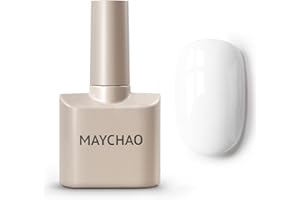 MAYCHAO Gel Nail Polish, 15ML White Gel Nail Polish, Soak Off UV LED Nail Varnish Nail Art Starter Manicure Salon DIY at Home, 0.5 OZ