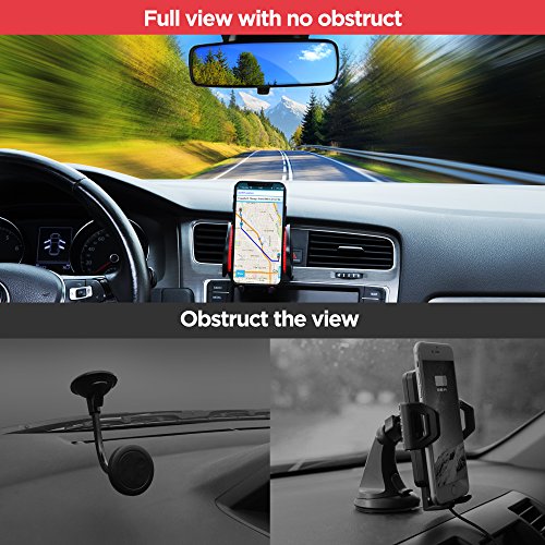 IPOW Car Vent Phone Mount, Never Fall-Off Car Phone Mount with Metal Hook& Button-Press Release Clamp, Easy Charging Cell Phone Holder for Car, for IPHONE 6 7 8 Plus X, SAMSUNG S8 S9 Note 8 GOOGLE