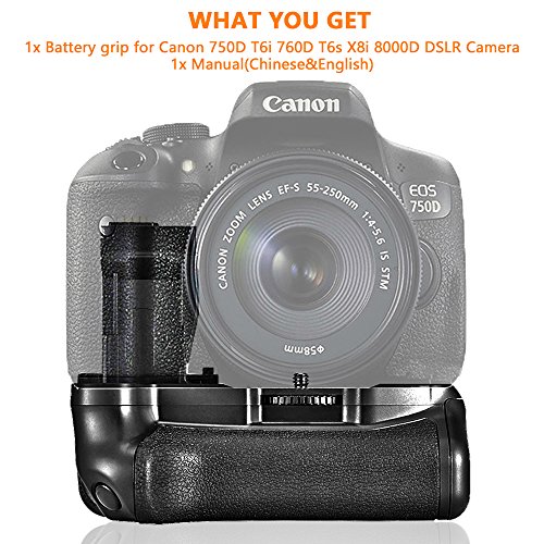 FOSITAN BG-1V Porte-cl  s verticale DSLR Canon  support de batterie Remplacement Canon pour BG-E18  compatible avec la cam  ra Canon 750D   760D   T6i   T6s   X8i   8000D