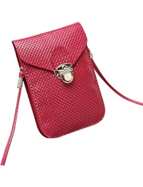 Contever® Kleine Damentasche Umhängetasche Messenger Purse phonetasche (Rot)