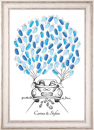 Personalisierter Wedding Tree Auto, Fingerabdruck Baum Hochzeit, Poster 29x42cm, Geschenk zur Hochzeit, Alternative zum: Hochzeitsgästebuch, Gästebuch Hochzeit & Wedding Tree Leinwand