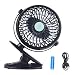 Produktbild Pawaca Mini Portable USB Ventilator, 360 Grad Drehbarer Akku Betriebener Clip Auf Schreibtischtisch Lüfter für Home Office Baby Spaziergänger Auto Laptop Study Tisch Gym Camping Zelt Dorm Zimmer (Schwarz)
