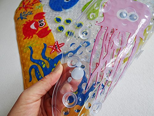 Salinka Rutschfeste Badematte Ozean – FREI von Phatalaten und Blei – Rutschfeste Matte für Badewanne und Dusche – aus strapazierfähigem mehltau- und schimmelresistentem PVC – viele starke Saugnäpfe – praktische Tasche für einfachen Transport – kostenloses E-Book - 3