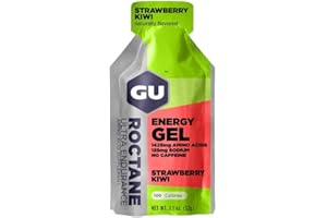 GU ENERGY GEL ROCTANE - Fraise/Kiwi - Boîte de 24 gels - Gel énergétique Longue Distance - Enrichi en Sodium & BCAA - Idéal pendant les efforts long et intenses 100Kcal