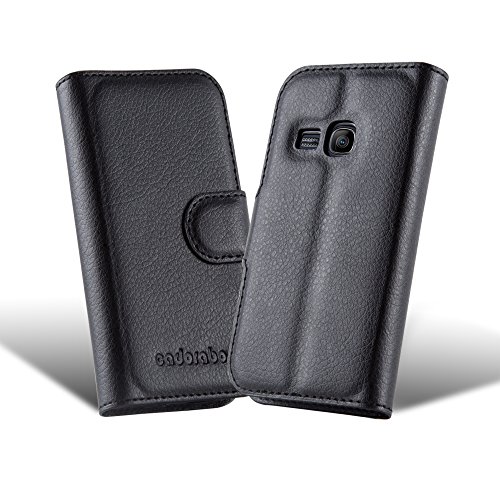 Cadorabo – Book Style Hülle für Samsung Galaxy XCOVER 3 (G388F) – Case Cover Schutzhülle Etui Tasche mit Standfunktion und Kartenfach in PHANTOM-SCHWARZ - 8