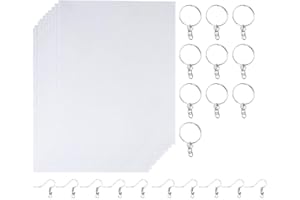 Supvox Le kit de feuille de plastique thermorétractable de 30 pièces comprend 10 feuilles de papier d'art rétractable avec des crochets d'oreille 10pcs et un porte-clés 10pcs pour les enfants créatifs