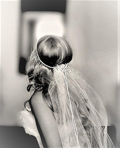 Floral Lace Pearled Headband crystal -- Cathedral length -- cut edge veil
