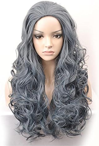 Natural Kinky Curly Ombre Grey Synthetic Long Hair Wig For Women Heat Resistant With Cap Wigs (gray)