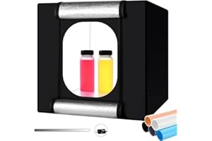 Fotostudio, Heorryn 40 x 40 x 40cm Tragbare Faltbares Lichtzelt Kit mit 126 Dimmbare LED-Beleuchtung und 5 Farbigen Hintergründen für die Fotografie