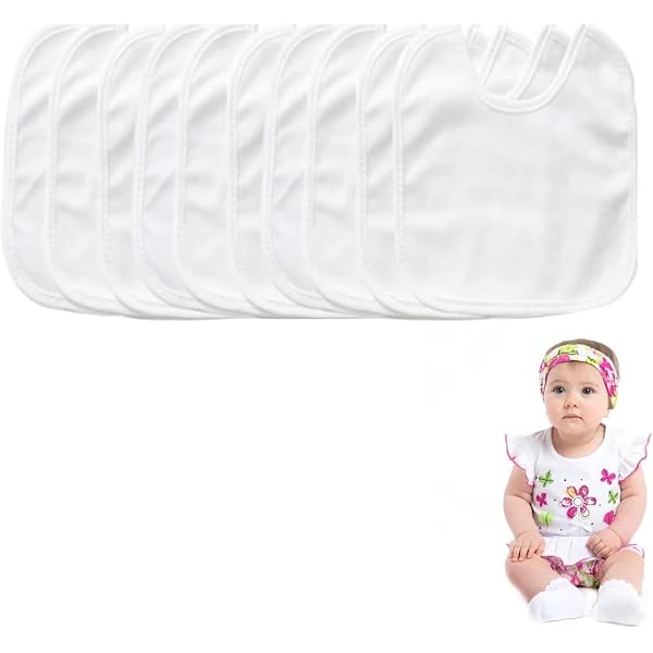 12 Bavoirs Bébé Blancs Imperméables En Coton - Pour Peinture DIY, Alimentation Et Dentition - Cadeau Naissance