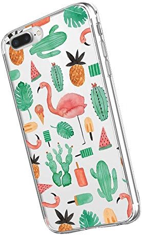 Inonler Cute Flamingos Cactus Pineapple Habits Pattern Soft and transparent case(iPhone 7,Multi-coloured)