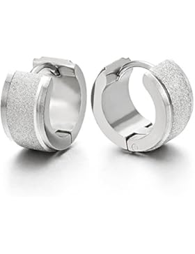 Paar Satiniert Schwarz Creolen für Herren Damen, Edelstahl Huggie Ohr Manschette Ohrringe