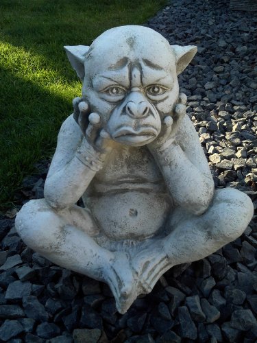 Sondermodell große Steinfigur Gargoyle Troll Gnom aus Steinguss, frostfest