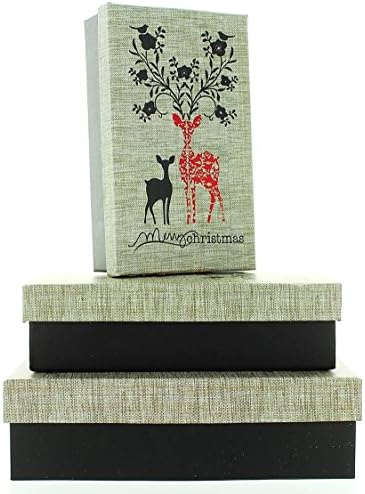 Set of 3 Giant Christmas Nested Chest Storage Gift Boxes - Santa's Grotto Elves