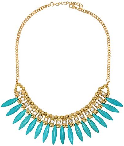 Persian Style Necklace with Turquoise Shards &amp; Crystals