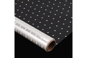 Jortmrd Rouleau de Papier Cellophane Transparent à Pois Blancs, 80 cm x 30 m (3 mil), Papier Emballage Fleuriste, Film Transparent Cadeau Pour Emballage Cadeaux, Fleurs et Artisanat.