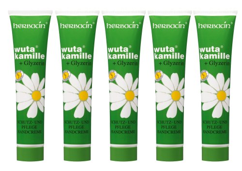 wuta kamille 82141 Herbacin Handcreme + Glyzerin Tube 75 ml, 5er-Pack (5 x 75 ml)