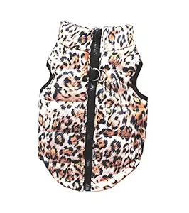 Vedem Pet Puffer Zipper Quilted Vest Coat for Dog Cat (XL, Leopard-Brown)