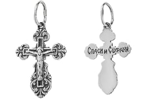 NKlaus Croix en argent massif 925 Croix orthodoxe Pendentif Symbole de Foi 6214 Baptême