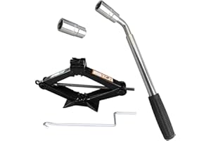QIMU 2 Ton Scissor Jack + Extendable Wheel Brace Lugs Wrench Tyre Repair Kit with 17/19mm and 21/23mm Sockets for Car Van Truck Spare Tyre Breakdown Repair