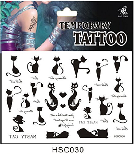 Sexy Cat Pattern Water Transfer Flash Fake Tattoo Sticker Sex Products Waterproof Temporary Tattoo Sticker The Wind Wind Blown Feathers
