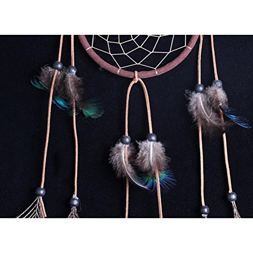 Tinksky Traumfänger mit Federn und Perlen Hanf Seil Wind Chime Wand hängende Dekoration - 4