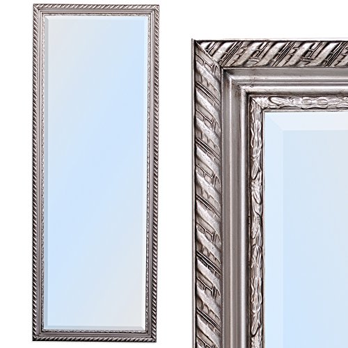 WANDSPIEGEL BAROCK SILBER ANTIK DESIGN SPIEGEL Stripe 140x50cm MIT HOLZRAHMEN