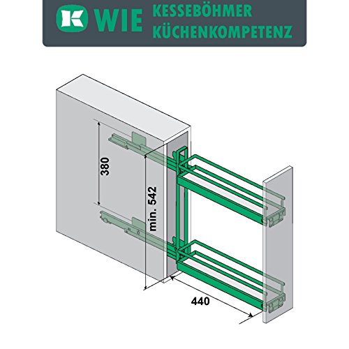 SO-TECH® 15er Unterschrankauszug Classic 90° 2-etagig mit 3D-Adjust Küchenauszug Schrankauszug Vollauszug - 4
