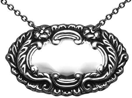 Antique Style Blank Liquor Decanter Label / Tag - Sterling Silver by Silver Mine Gifts