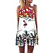 Produktbild Blumenmuster Kleider, Dasongff Damen Sommerkleider Vintage Boho Sommer Minikleid Ärmellos Strand Printed Blume Kurzes Strandkleid Mädchen Frauen Abendkleid Partykleid Oberteile Tunika (XL, Weiß-B)
