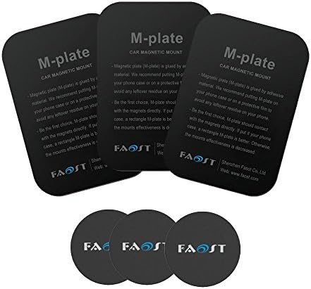 6 Pack,Faost Magnetic mount kits with 3M Adhesive for All Magnetic Car Mount Cradle Cellphone Holder Rectangle and Round (Black,M2)