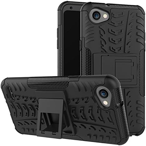LG Q6 Case , Anzhao Shockproof Heavy Duty Combo Hybrid Rugged Dual Layer Grip Case Cover with Kickstand for LG Q6 (Black)