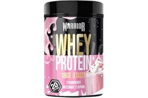 Warrior Whey Protein Powder 500g - Up to 36g* Protein per Shake – Low Sugar - Muscle Growth and Recovery Drink - Amazing Taste - 20 Servings - GMP Certified (Strawberry Milkshake)