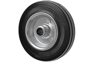 ROSS CASTORS 125mm Medium/Heavy Duty Black Rubber Wheels on a Metal Centre
