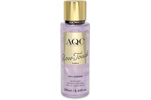 AQC Glow Touch Spray per il Corpo, Viso, Capelli Glitter, Bruma Corporale con Brillantini, Set di 3 Fragranze, 250ml, Viola/Rosa/Oro - Amami BEAUTY (Purple)