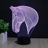Pferd 3D Optische Illusions-Lampen, FZAI Tolle 7 Farbwechsel Acryl berühren Tabelle Schreibtisch-Nachtlicht mit 150 cm USB-Kabel für Kinder Schlafzimmer Geburtstagsgeschenke - 6