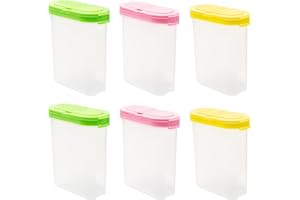 Bofanze 6 Pcs 250ml Recipiente para Cocina Recipientes de Plástico para Especias Botes Especias Elípticas con Tapa Hermética Tarros de Especias Herméticos para Almacenar Especias