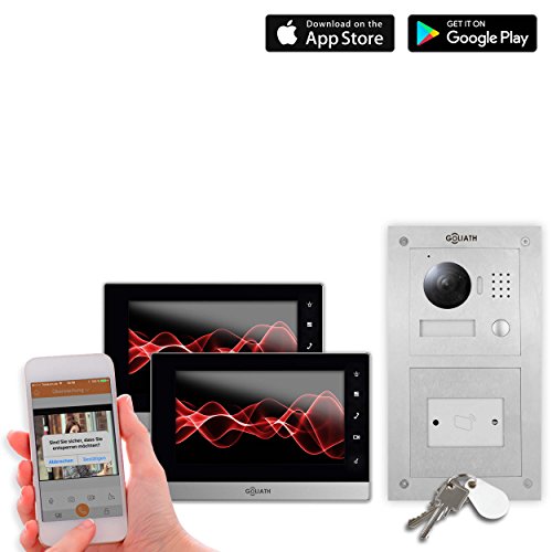 Preisvergleich Produktbild Goliath IP Video Türsprechanlage, Unterputz RFID Türstation, Edelstahl, HD Kamera, App, Türöffner Funktion, Schlüsselloser Zugang, Video-Speicher, 1 Familienhaus Set, AV-VTC225