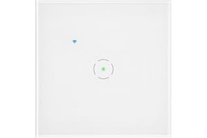 Miratic Włącznik Podtynkowy Pojedynczy Zdalne Sterowanie Oświetleniem Wifi Aplikacja Tuya Smart Szklany Panel Dotykowy Podświetlenie Nocne LED (biały)