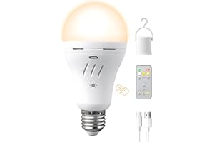 Gaaqii Ampoule Rechargeable USB-C, E27 7W Ampoule Telecommande Sans Fil avec Timing et Fonction Tactile, 2600mAh Réglable Ampoule LED Blanc Chaud/Froid, Lampe de Secours Intérieure et Extérieure