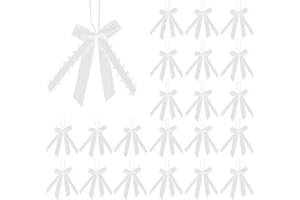 30 Pièces Noeud Voiture Mariage Blanc, Décoration Noeud avec Cœurs de Voiture Mariage pour Mariage Voiture Decoration Chaise Cadeau