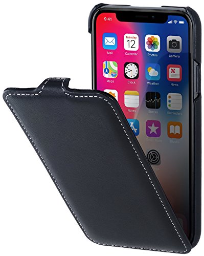 StilGut Leder-Hülle für iPhone XS/iPhone X UltraSlim Flipcase, Schwarz Nappa StilGut Leder-Hülle für iPhone XS/iPhone X UltraSlim Flipcase, Schwarz Nappa