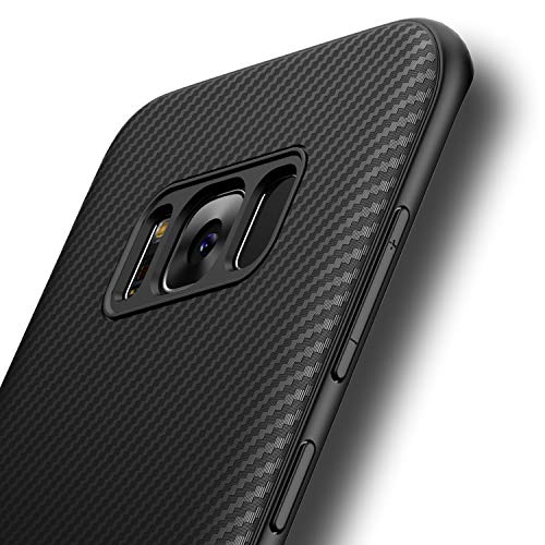 Coque Galaxy S8 Plus, Losvick Silicone Bumper Souple[Anti-Choc Air Cushion]Coque Ultra Fine en Gel Flex TPU [Texture Fibre de Carbone ] Anti-Choc Silicone Housse Etui Coque pour Galaxy S8 Plus - Noir