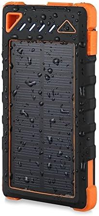 Solar Charger 10000mAh Waterproof Portable External Battery USB Charger Built in LED light for iPad iPhone Android Cellphones (Orange)