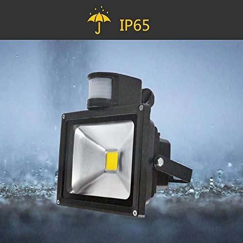 VINGO® 20W LED SMD Strahler Fluter Außen Strahler mit PIR Bewegungsmelder Fluter IP65 Aluminiumkörper Schwarz Kaltweiß - 7