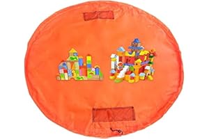 HIMRY Estera Del Juego y Juguetes Almacenamiento Bolsa, XXL Alfombra, Niños Jugar Mat. Rápidamente Limpieza Organizador del Almacenaje, Portátil, Naranja, KXD4005 Orange