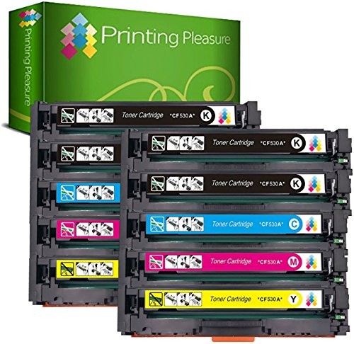Printing Pleasure 10 (2 SETS + 2 BLACK) Compatible CF530A CF531A CF532A CF533A 205A Toner Cartridges for HP Color LaserJet Pro MFP M180 M180n M180nw M181 M181fw - Black/Cyan/Magenta/Yellow, High Yield